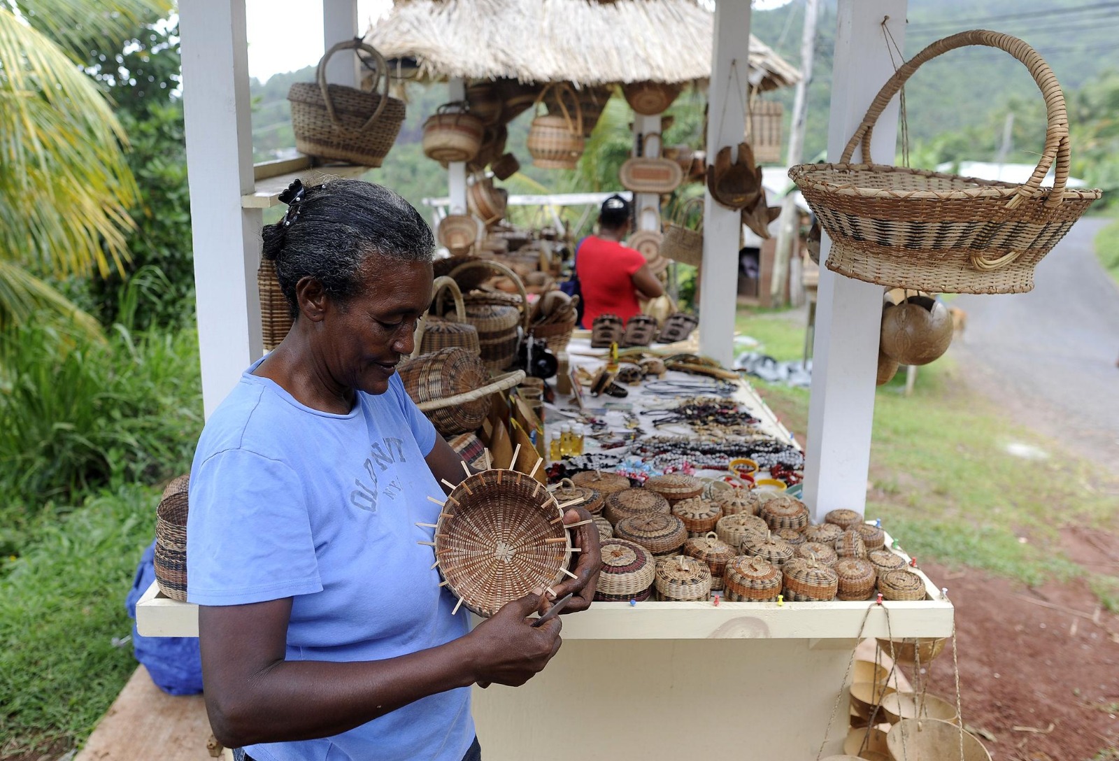 Handwoven Larouma reed baskets
